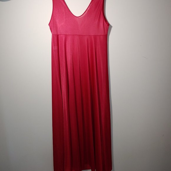 Lorraine Vintage 100% Nylon Long Nightgown Slip Size M Red - Picture 6 of 6